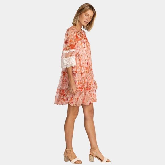 NWT Johnny Was Yours Truly 100% Silk Mini Dress Sz S Romantic Boho Lace Coquette - Picture 3 of 9